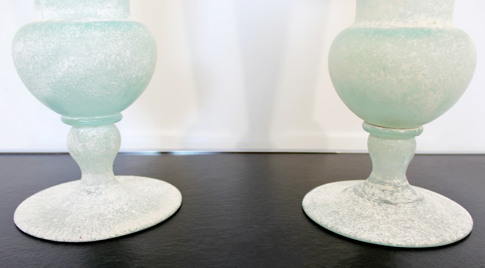 Mid Century Modern Pair of Seguso Vetri D'Arte Glass Vases Vessels Italy Signed - Thumbnail 7