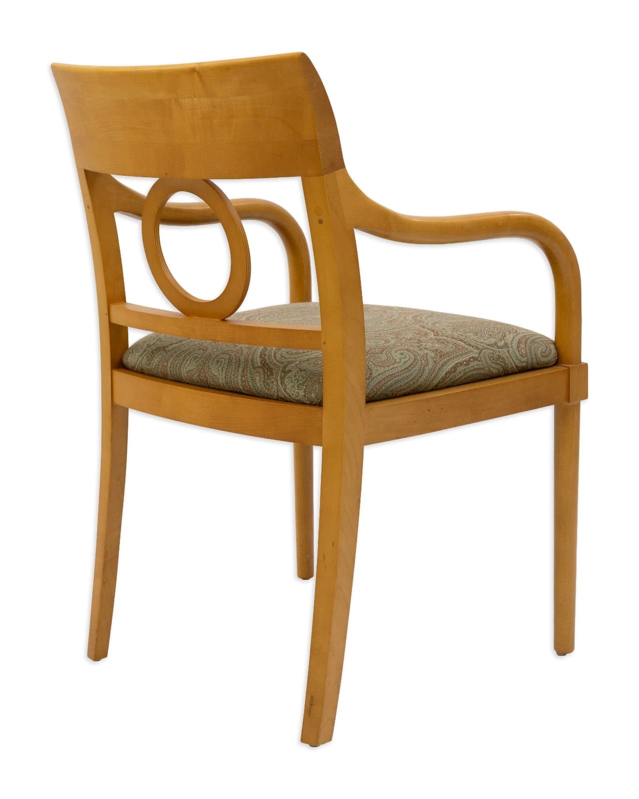Bernhardt Maple Wood Armchair with Paisley Upholstered Seat - Thumbnail 3