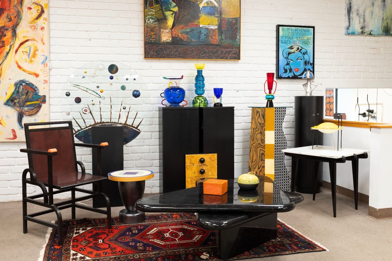 1980s Triangular Black Faux Marble Swivel Coffee Table - Thumbnail 4