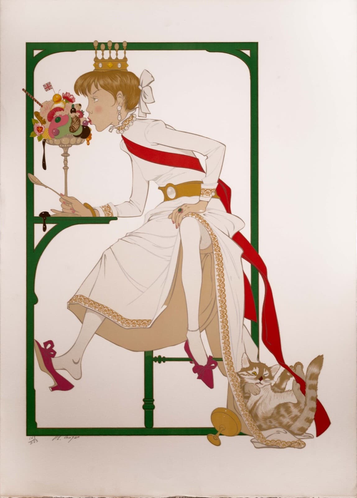 Philippe Noyer Princess Elodie & the Ice Cream Signed Art Nouveau Lithograph - Thumbnail 2