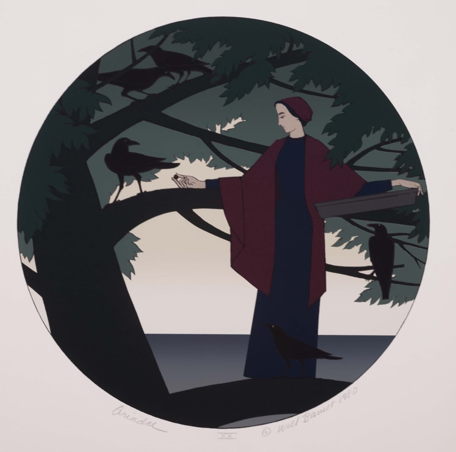 Will Barnet Ariadne Signed Modern Realist Silkscreen on Paper XX Unframed 1980 - Thumbnail 3