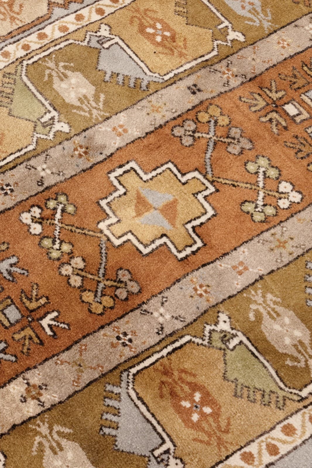 Vintage 1970s Old Milas Rug Handmade In Turkey 100% Pure Wool 114 X 55 - Thumbnail 3