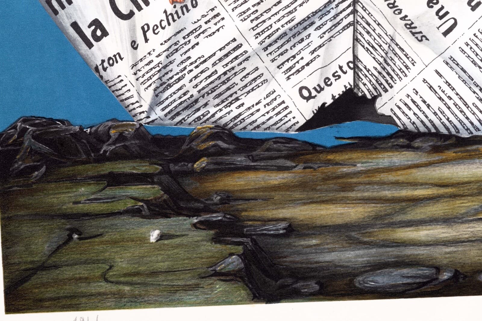 Tito Salomoni Toy Boat Signed Surreal Realism Lithograph on Paper 194/200 UF - Thumbnail 7
