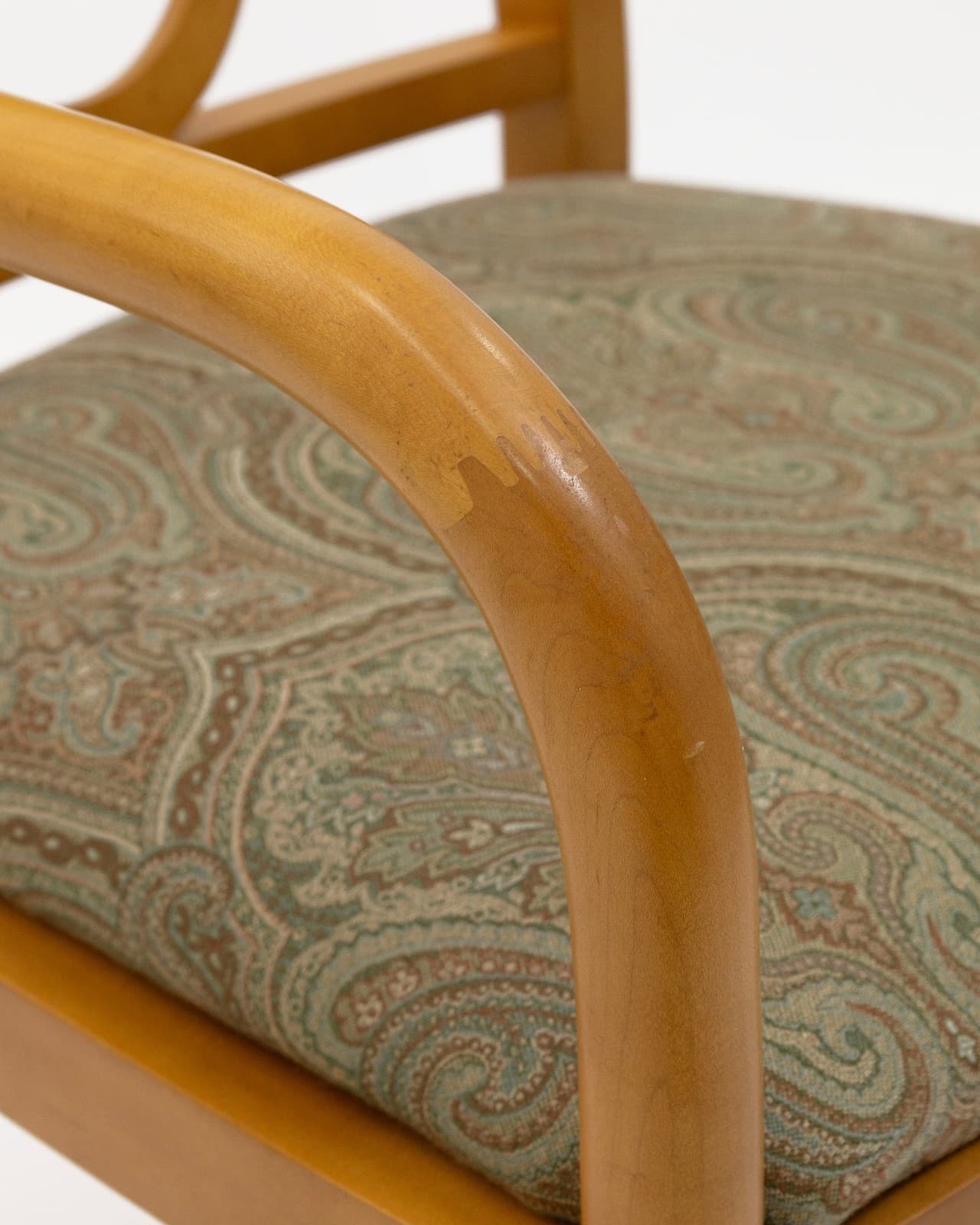 Bernhardt Maple Wood Armchair with Paisley Upholstered Seat - Thumbnail 5