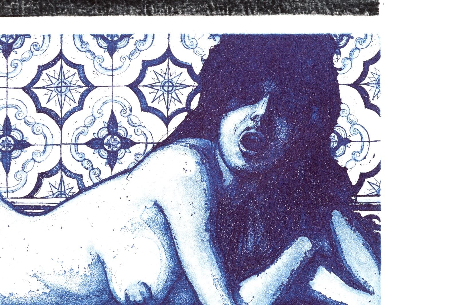 Frank Martin Two Figures, Blue Signed Modern Figurative Etching on Paper 33/50 - Thumbnail 8