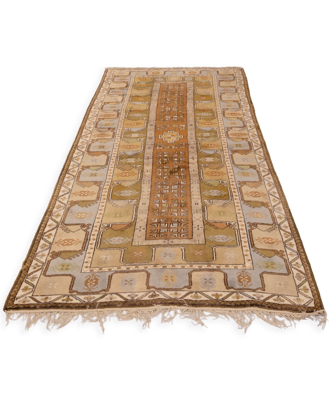 Vintage 1970s Old Milas Rug Handmade In Turkey 100% Pure Wool 114 X 55 - Thumbnail 2