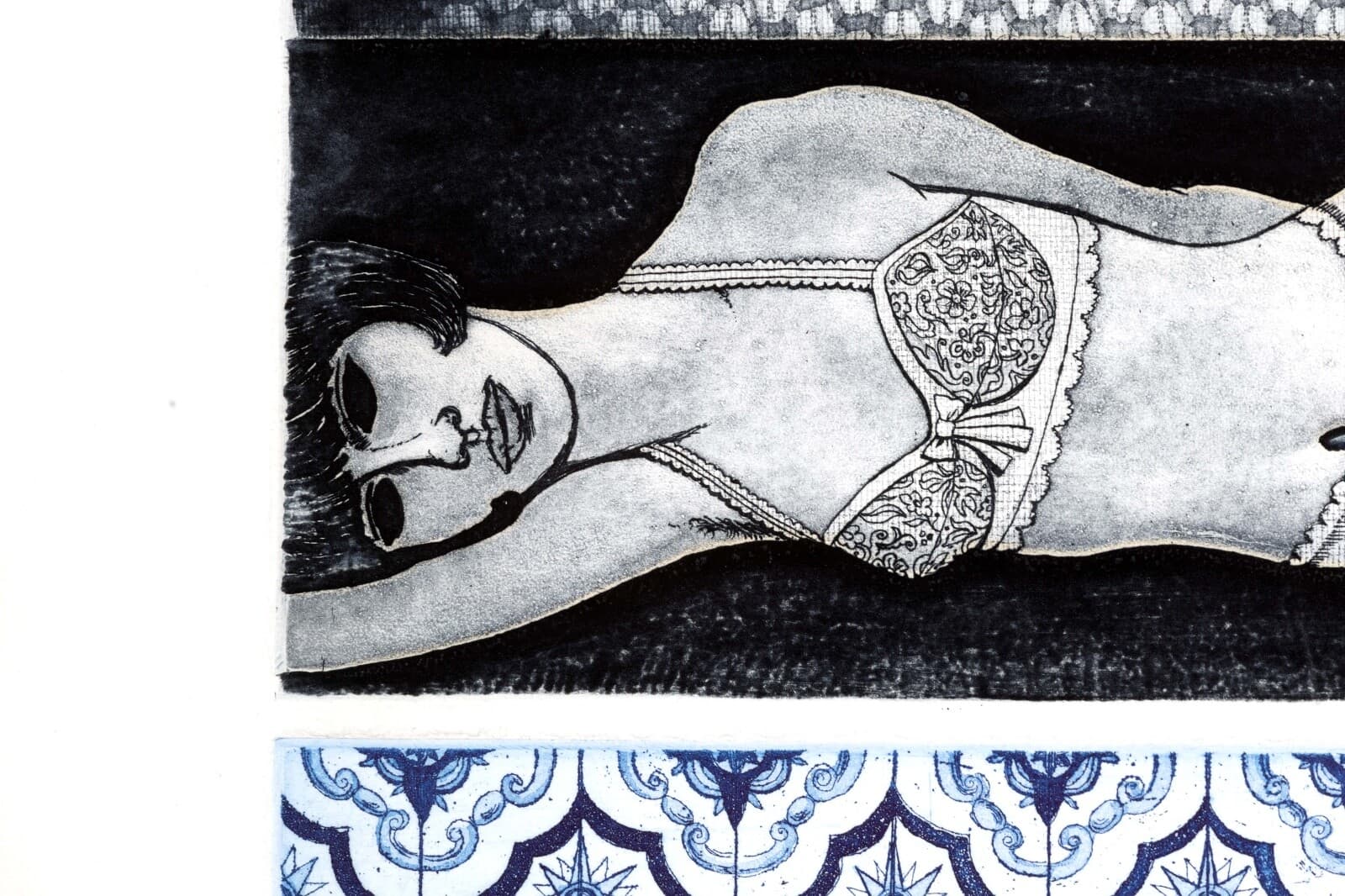 Frank Martin Two Figures, Blue Signed Modern Figurative Etching on Paper 33/50 - Thumbnail 7