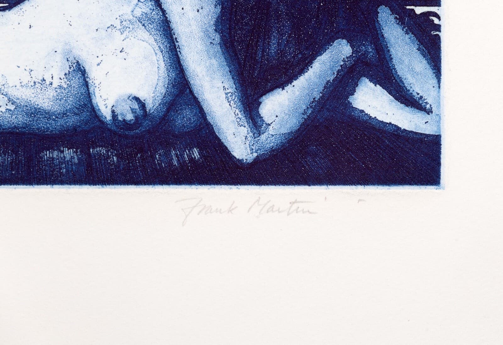 Frank Martin Two Figures, Blue Signed Modern Figurative Etching on Paper 33/50 - Thumbnail 11