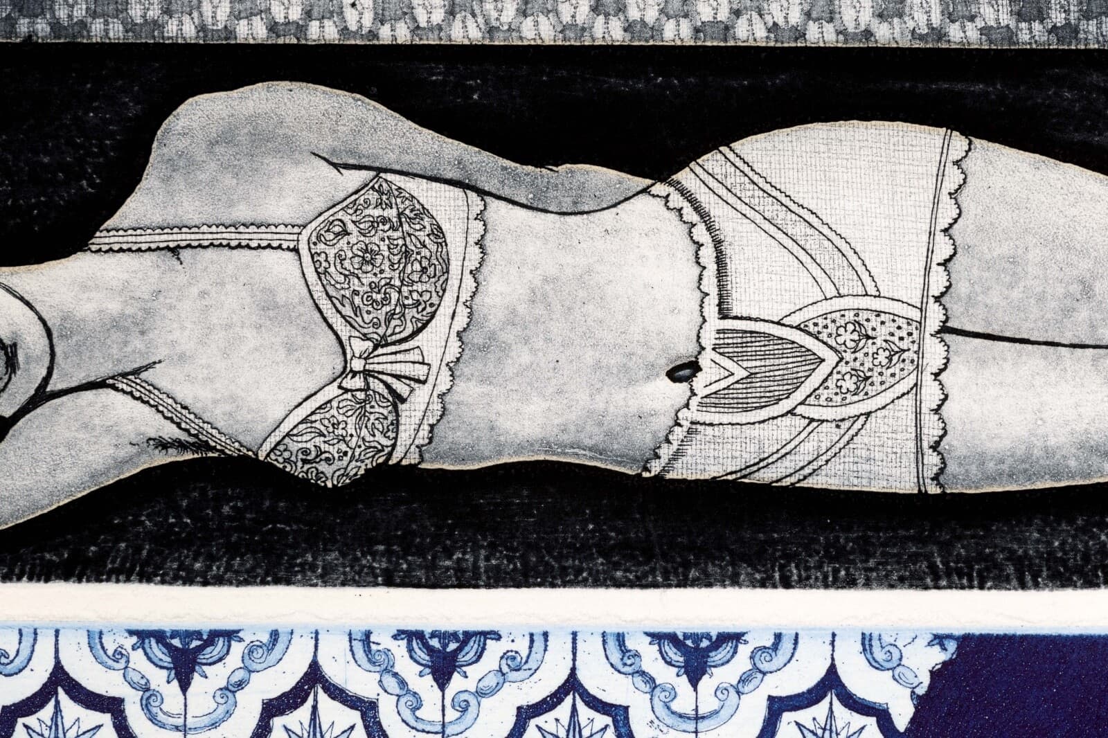 Frank Martin Two Figures, Blue Signed Modern Figurative Etching on Paper 33/50 - Thumbnail 6