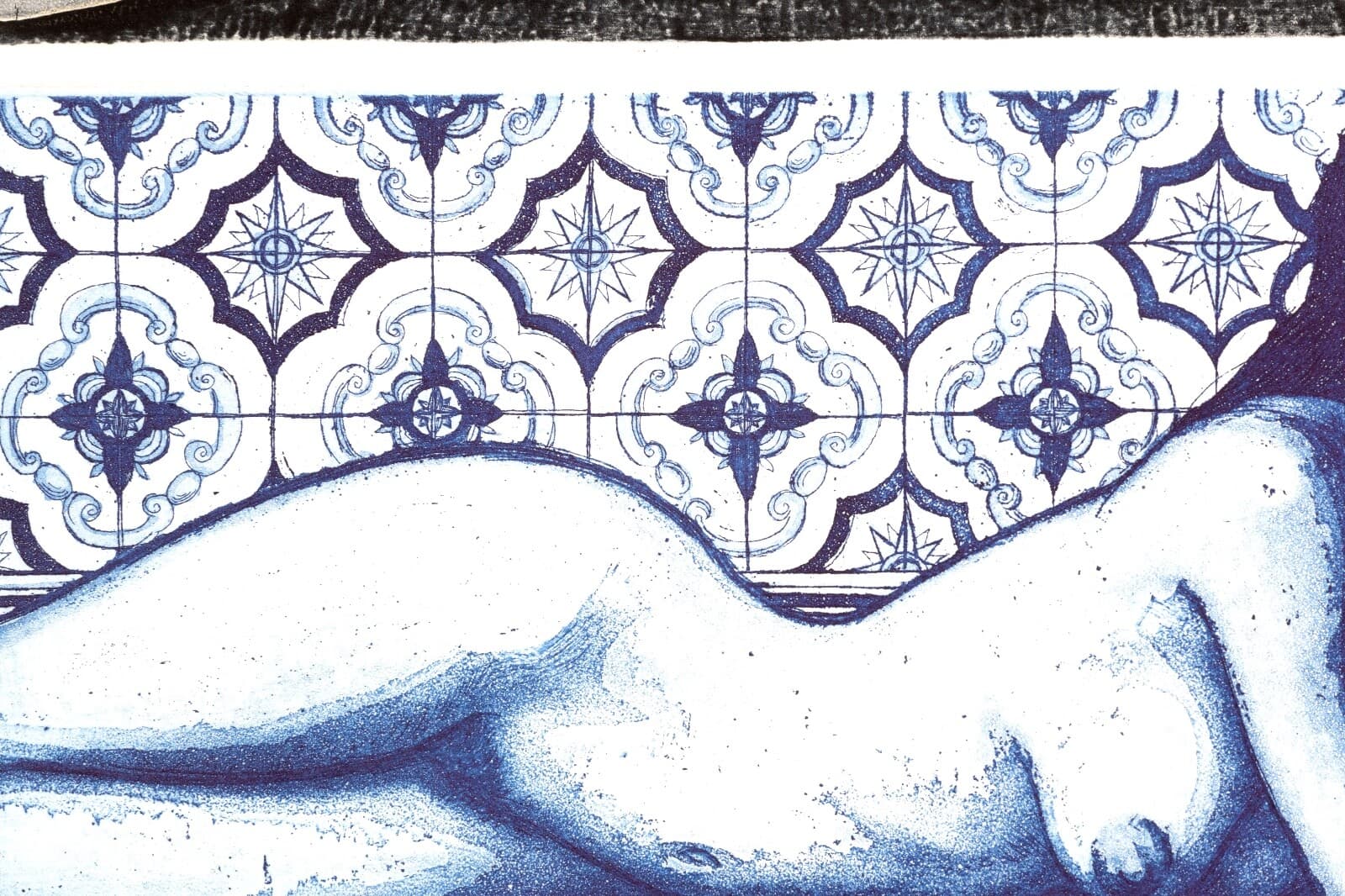 Frank Martin Two Figures, Blue Signed Modern Figurative Etching on Paper 33/50 - Thumbnail 9
