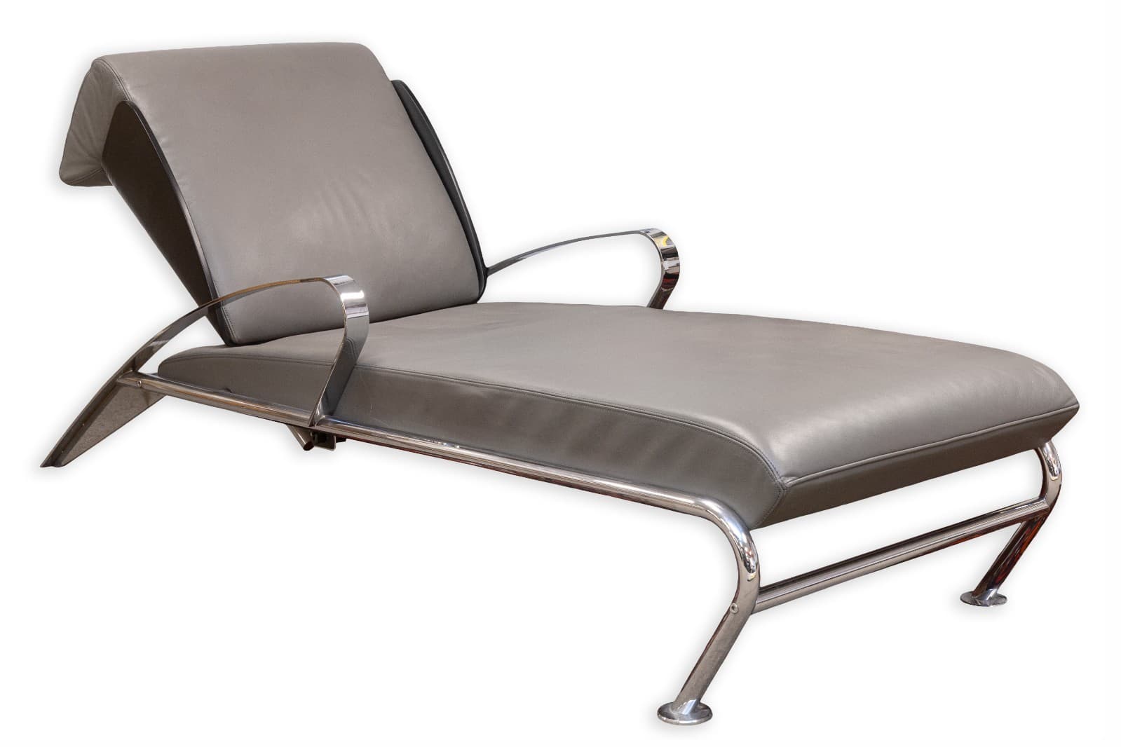 1980s Massimo Iosa Ghini for Moroso Leather and Steel Post Modern Lounge Chair