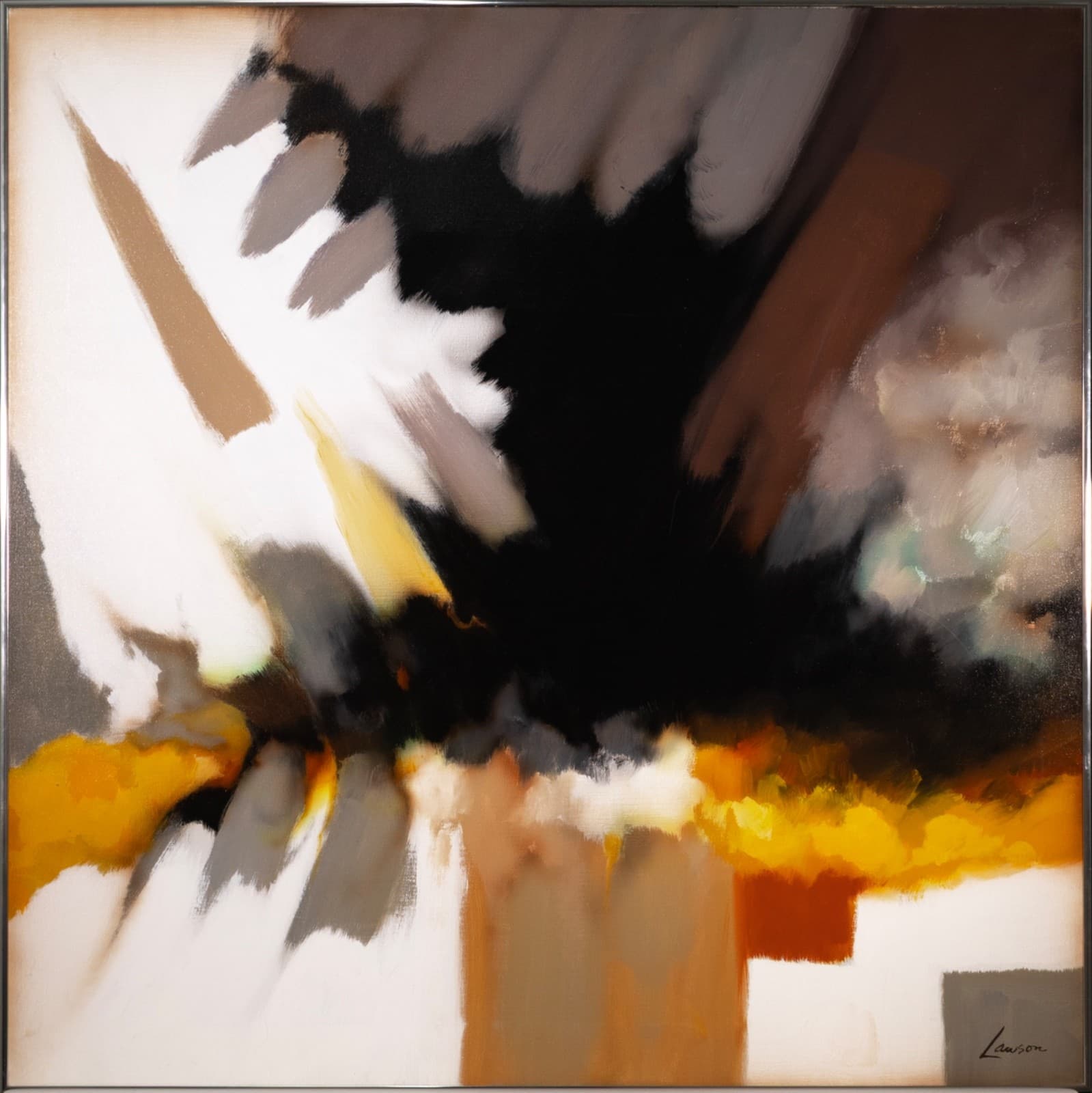 Robert Lawson - Cool Splash, 1950 Signed Modern Oil on Canvas Abstract Painting