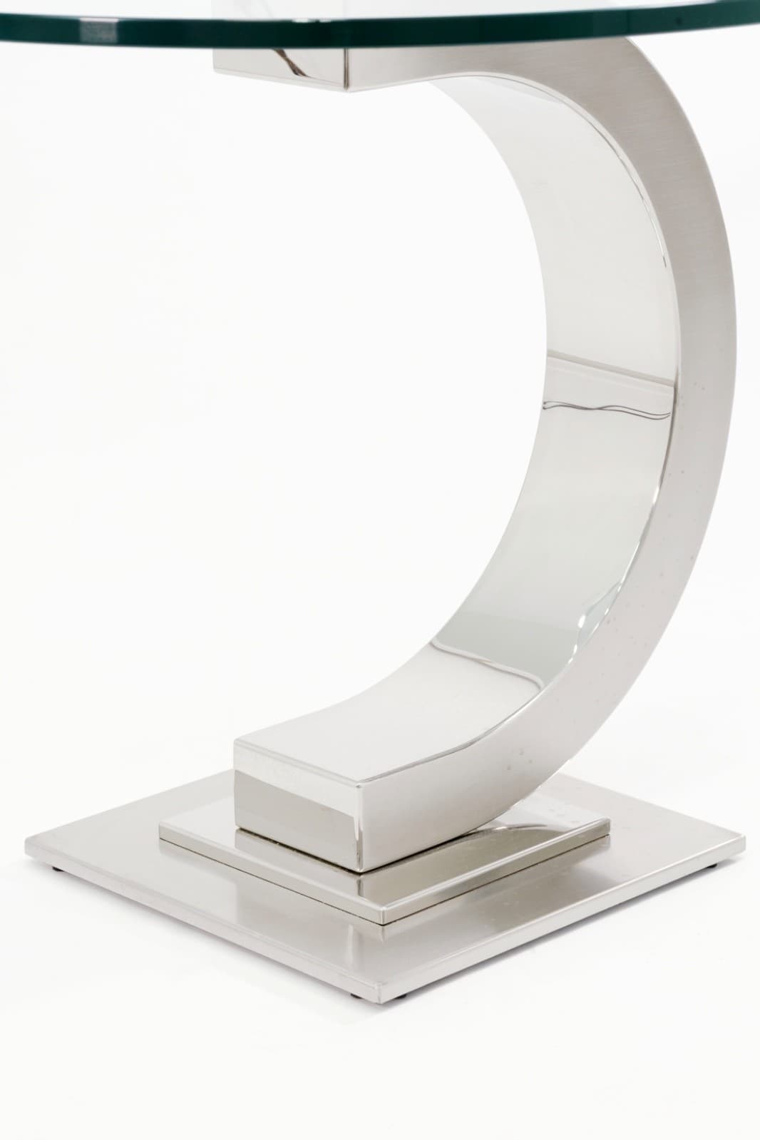 Curved Modernist Chrome And Glass Side Table - Thumbnail 4