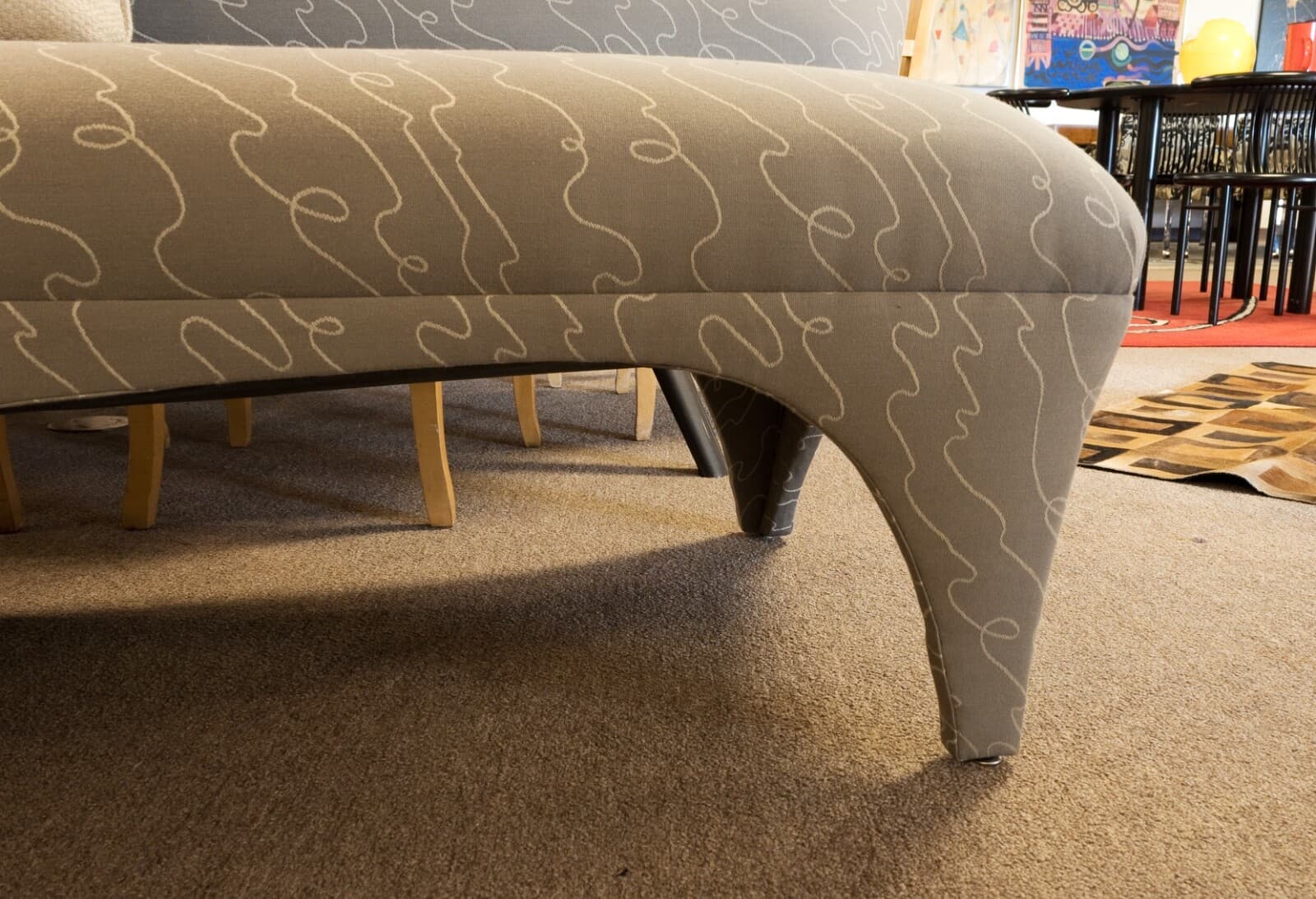 Vladimir Kagan Style Postmodern Asymmetrical Settee Chaise Lounge Fabric Sofa - Thumbnail 6