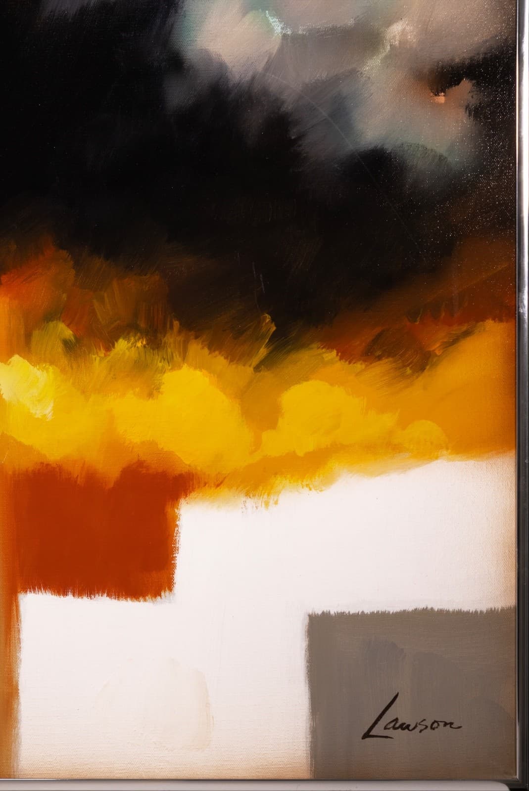 Robert Lawson - Cool Splash, 1950 Signed Modern Oil on Canvas Abstract Painting - Thumbnail 2