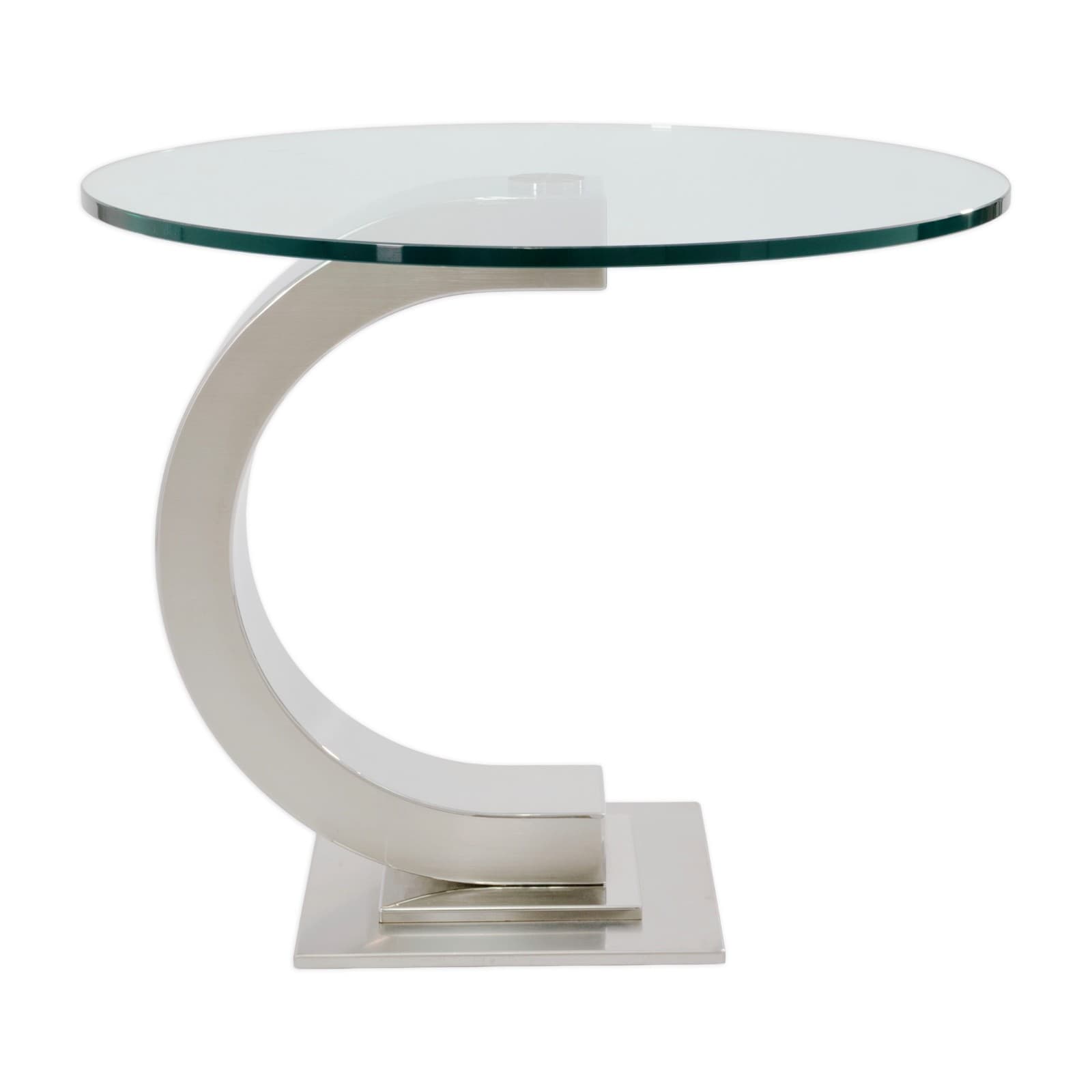 Curved Modernist Chrome And Glass Side Table - Thumbnail 2