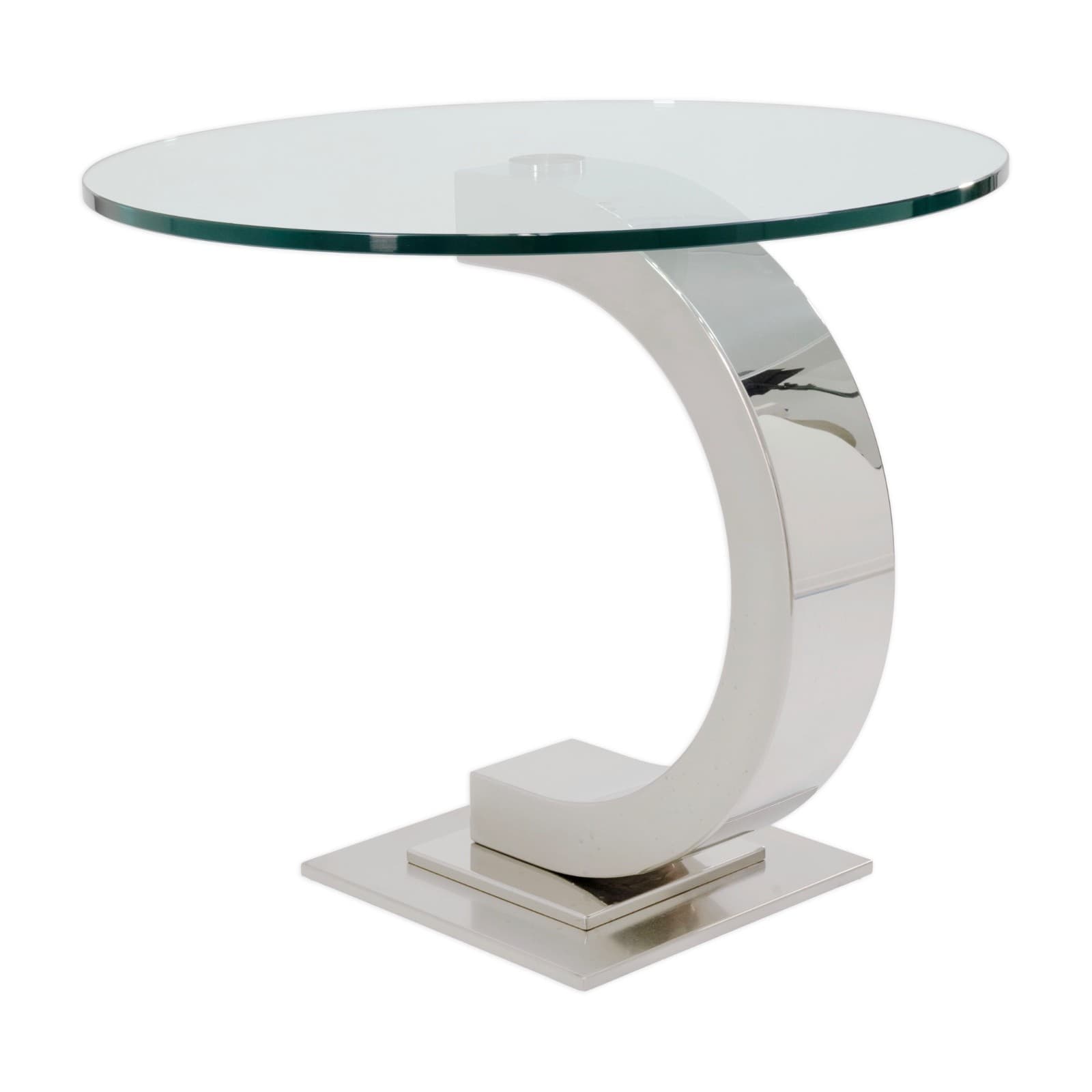 Curved Modernist Chrome And Glass Side Table - Thumbnail 3