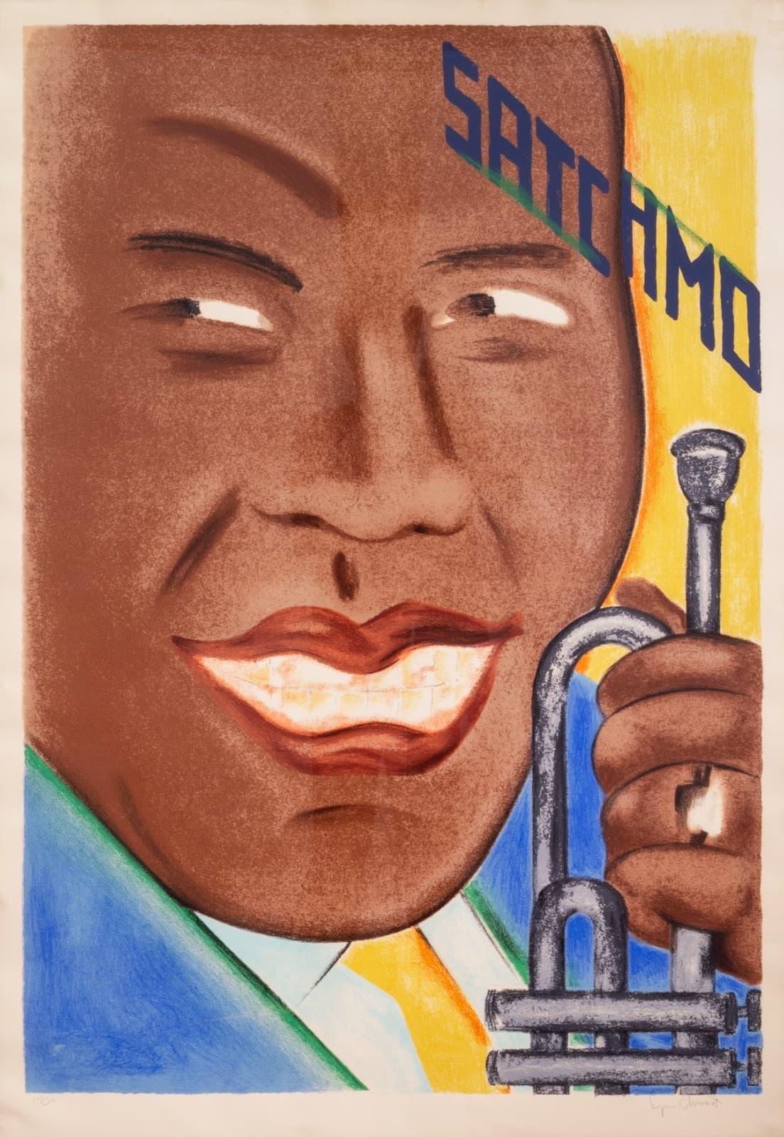 Seymour Chwast - Satchmo, 1989 Signed Postmodern Silkscreen on Paper 130/200 - Thumbnail 2