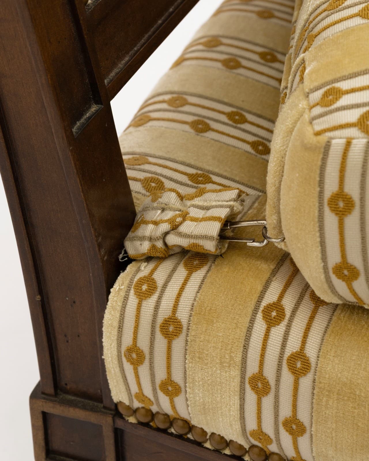 High Back Upholstered Baker Style Accent Slipper Chair - Thumbnail 6