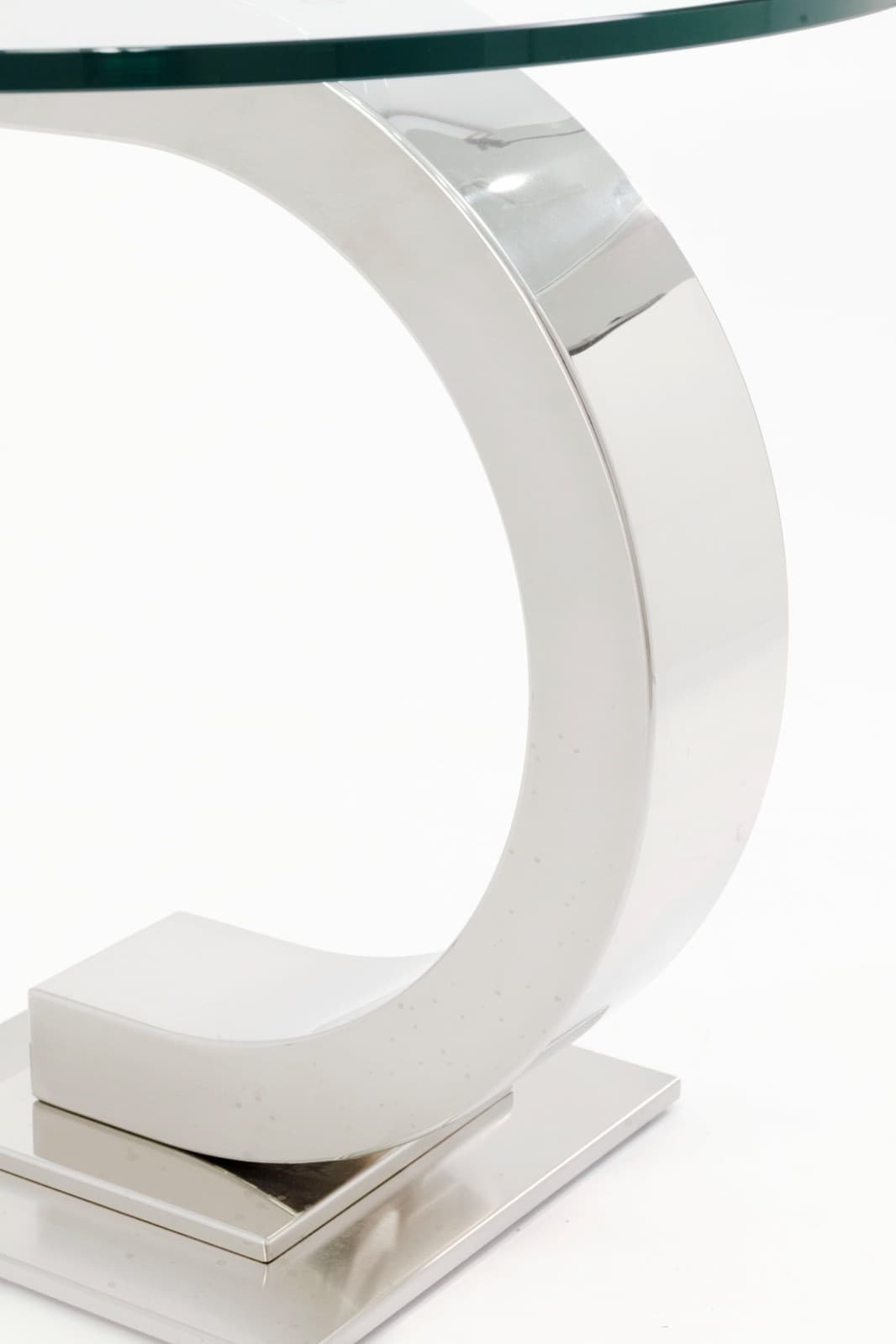 Curved Modernist Chrome And Glass Side Table - Thumbnail 5