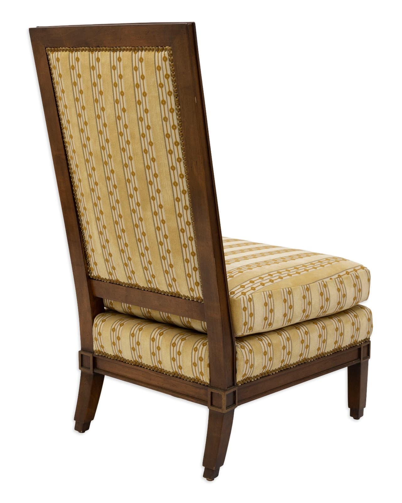 High Back Upholstered Baker Style Accent Slipper Chair - Thumbnail 3