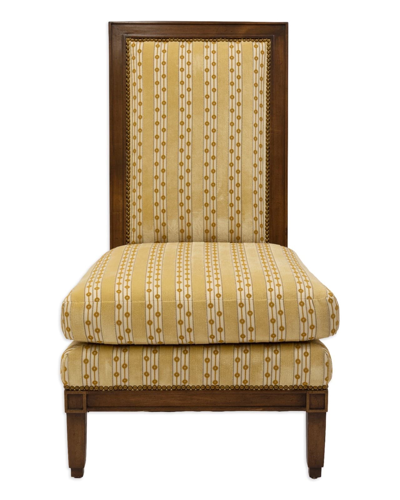 High Back Upholstered Baker Style Accent Slipper Chair - Thumbnail 2
