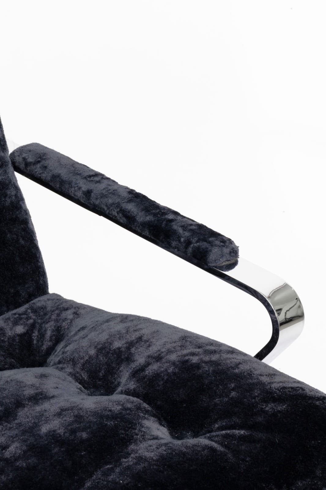 1970s Bernhardt Flair Flat Bar Chrome And Crushed Velvet Armchair - Thumbnail 6