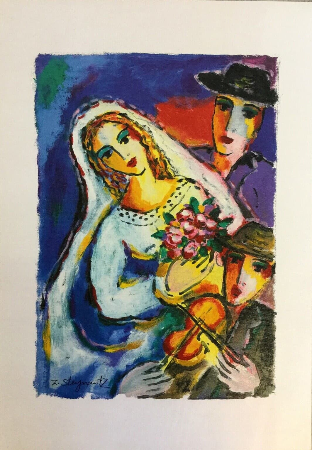 Modern Unframed Bridal Songs Zamy Steynovitz SIgned Seriolithograph on Canvas