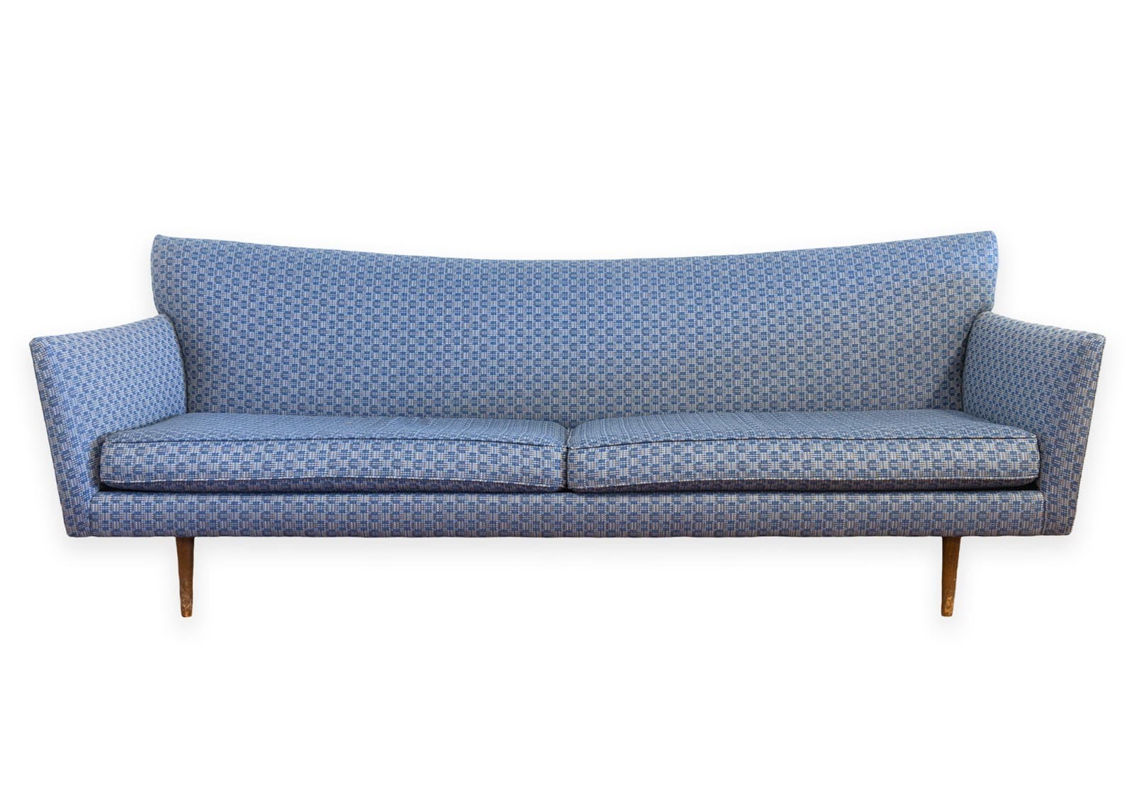 Vintage Paul McCobb Pagoda Blue Fabric Mid Century Modern Sofa