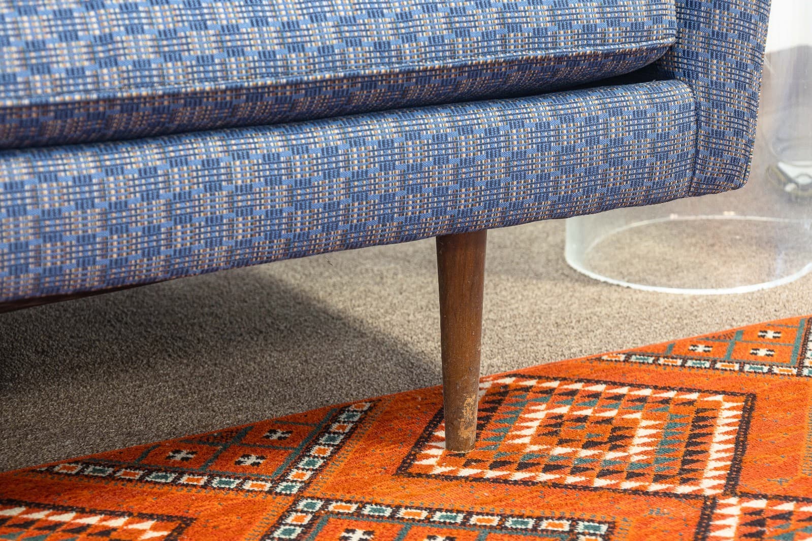 Vintage Paul McCobb Pagoda Blue Fabric Mid Century Modern Sofa - Thumbnail 7