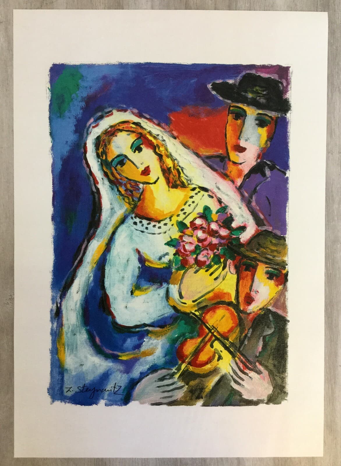 Modern Unframed Bridal Songs Zamy Steynovitz SIgned Seriolithograph on Canvas - Thumbnail 2
