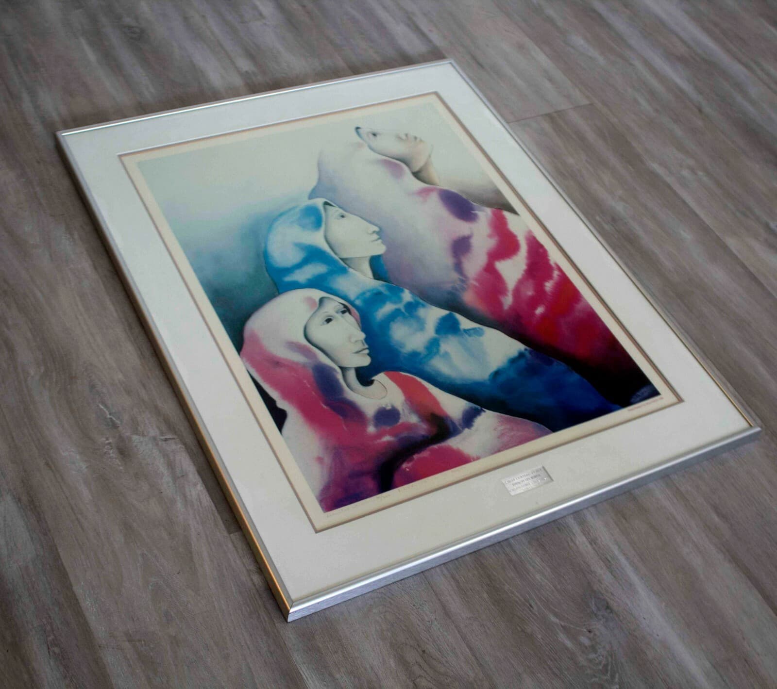 Contemporary Modern Framed Lithograph Signed Nora Patrich Veiled Woman 1980s - Thumbnail 3