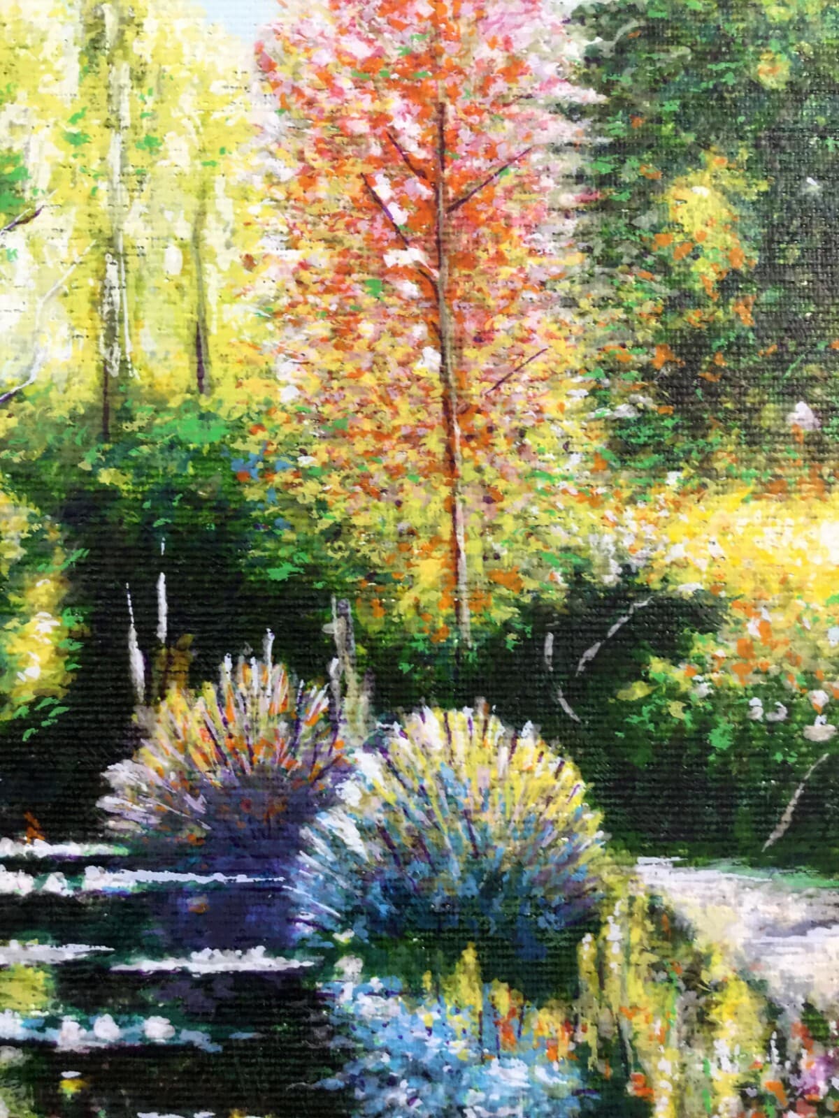 Mid Century Modern Unframed Giverny Signed Claude Cambour Serigraph on Canvas - Thumbnail 4