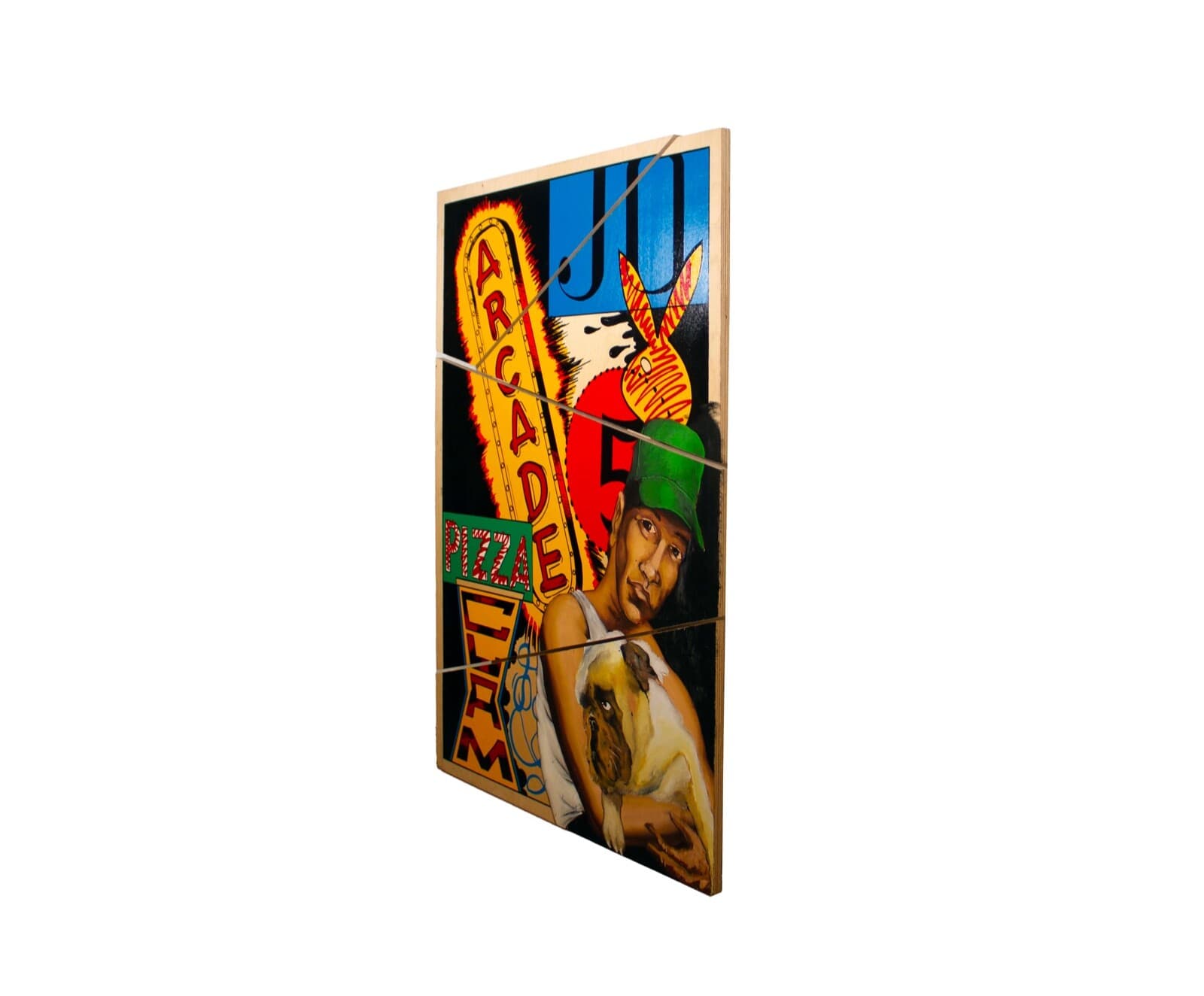 DAZE Chris Ellis Bulldog Coney Island Signed Graffiti St Art Portrait on Wood - Thumbnail 2