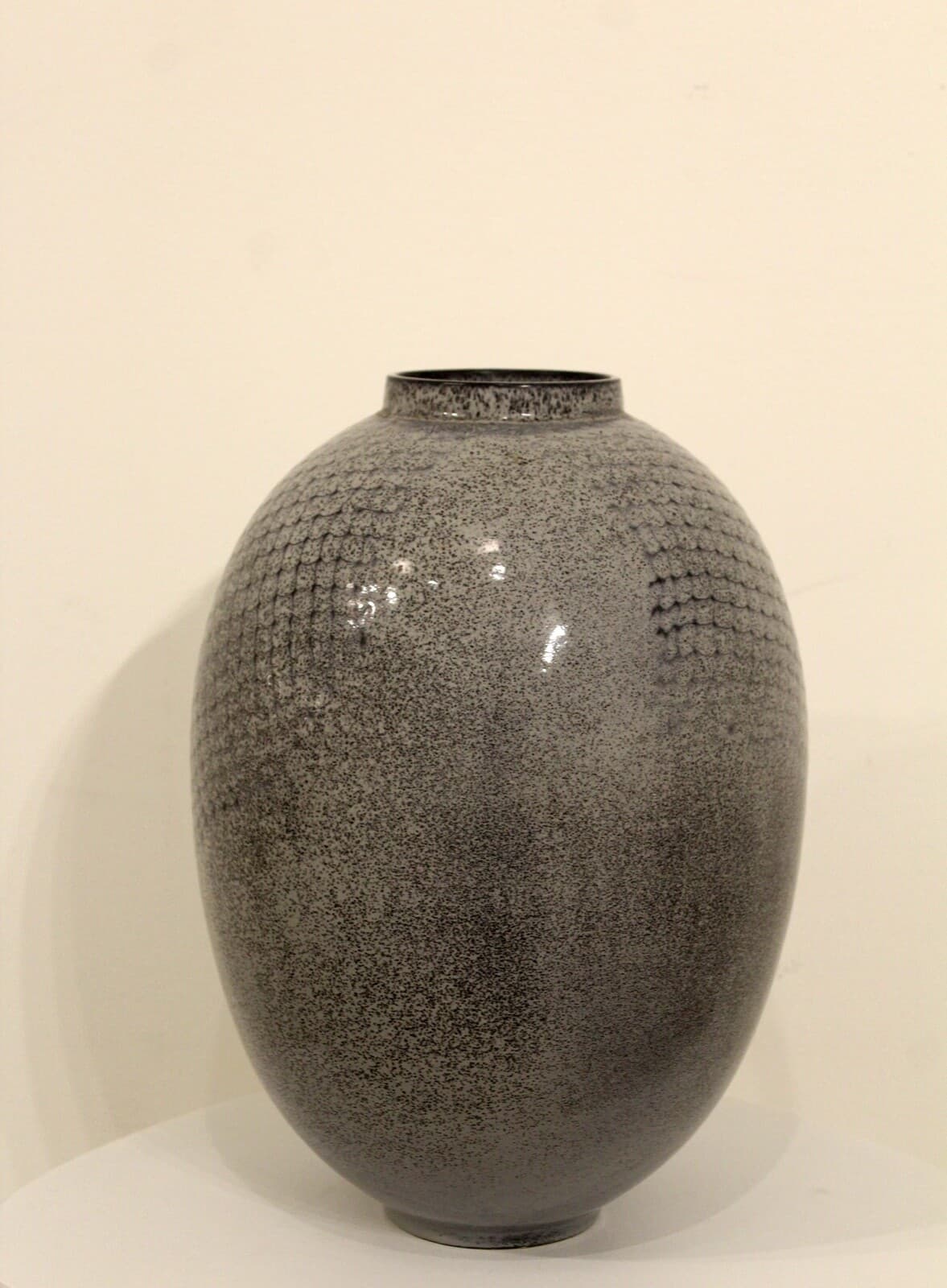 Postmodern Large Blue Glazed Decorative Vase - Thumbnail 5