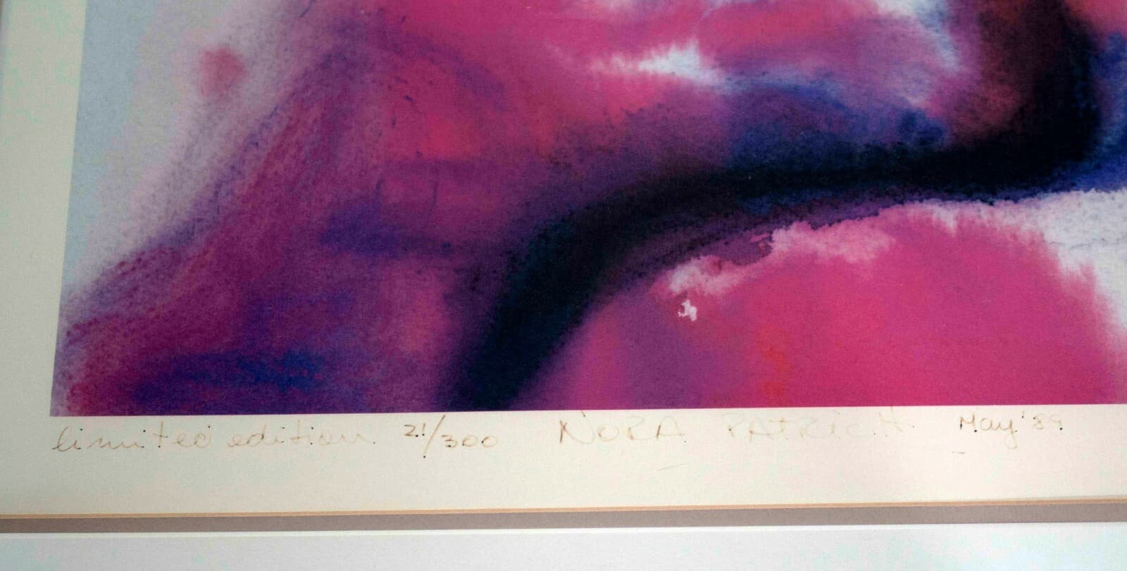 Contemporary Modern Framed Lithograph Signed Nora Patrich Veiled Woman 1980s - Thumbnail 5