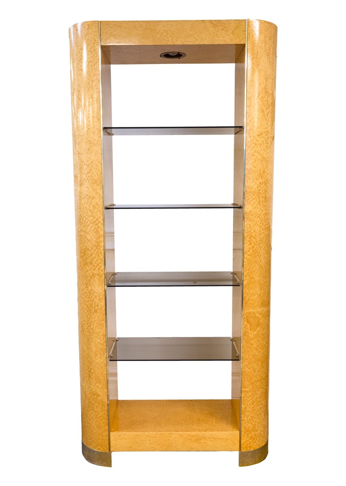 Contemporary Modern Birdseye Maple Etagere with Smoked Glass Brass - Thumbnail 2