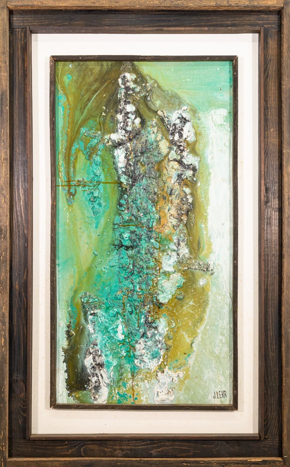 Pair of Modernist Impasto Encaustic Abstract Oil Paintings Signed J. Lehr 1970s - Thumbnail 9