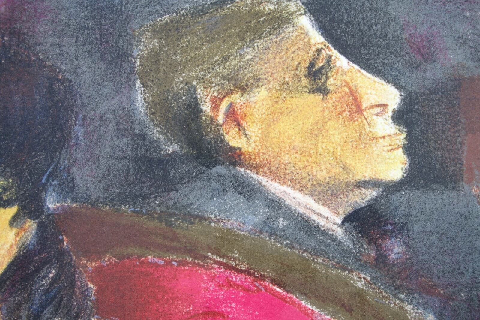 Remo Squillantini La Signora in Rosso Signed Lithograph 48/175 Framed 1980s - Thumbnail 6