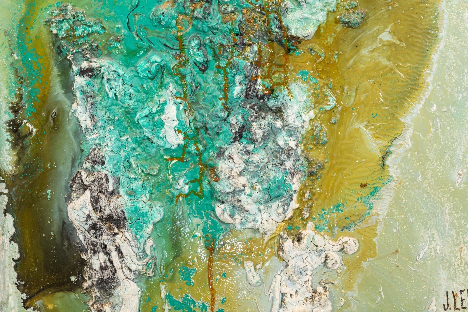 Pair of Modernist Impasto Encaustic Abstract Oil Paintings Signed J. Lehr 1970s - Thumbnail 14