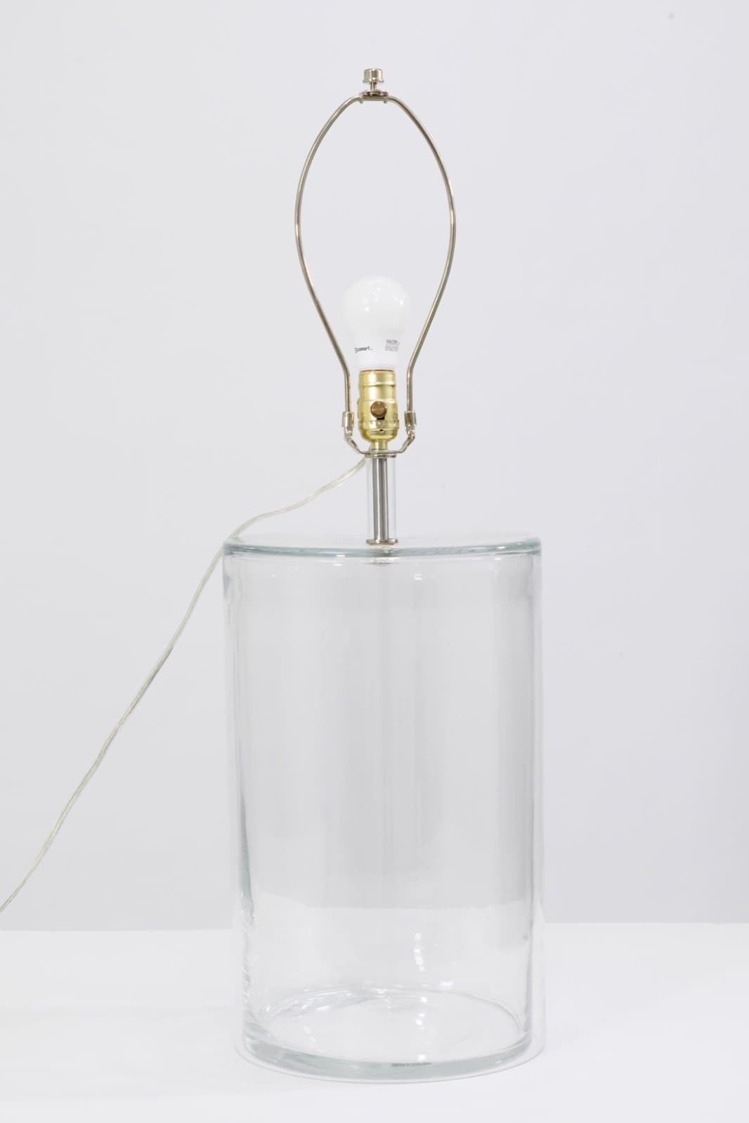 Large Clear Glass Two-Piece Modern Cylinder Table Lamp - Thumbnail 3