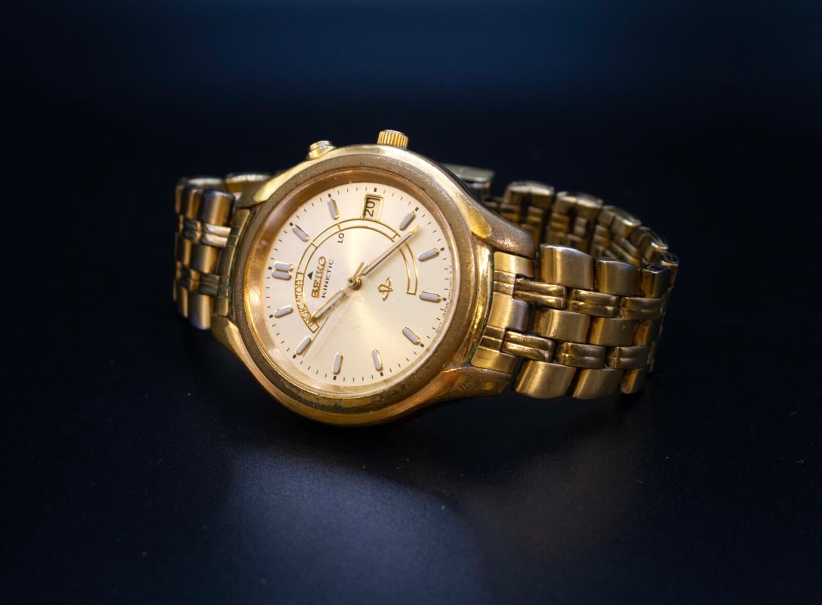 Seiko Kinetic Wristwatch Gold Stainless Steel - Thumbnail 3