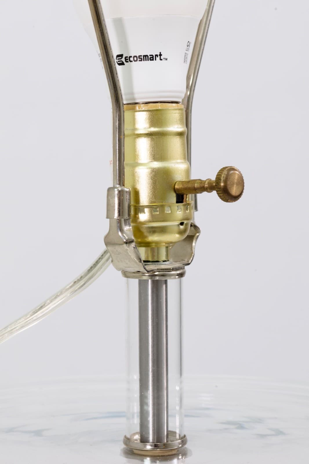 Large Clear Glass Two-Piece Modern Cylinder Table Lamp - Thumbnail 5
