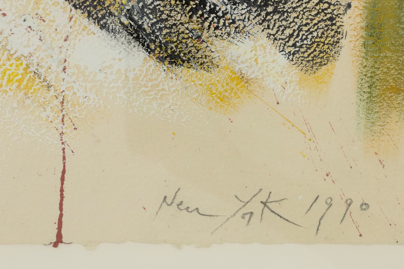 Perez Celis New York 1990 Signed Painting on Paper Abstract Expressionism Framed - Thumbnail 7