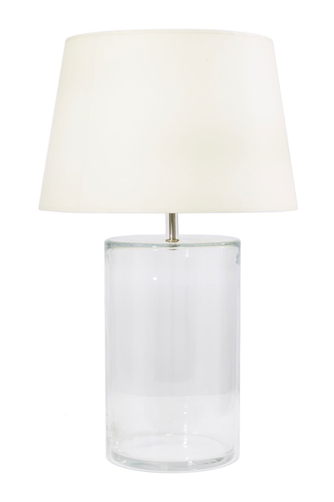 Large Clear Glass Two-Piece Modern Cylinder Table Lamp
