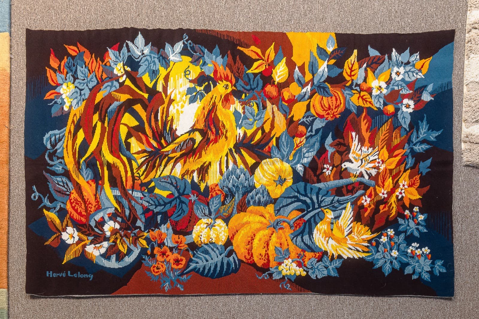 Hervé Lelong (1935–2023) Les Fruits de l’Été 1977 Signed Wool Tapestry 54/250 - Thumbnail 2