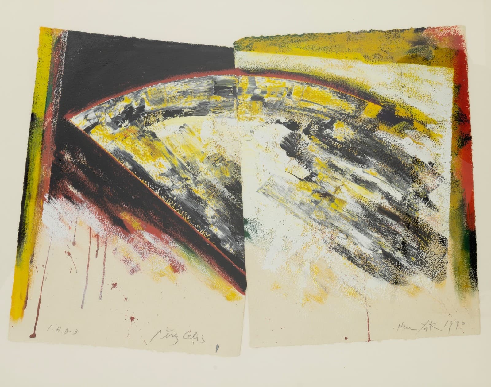 Perez Celis New York 1990 Signed Painting on Paper Abstract Expressionism Framed - Thumbnail 2