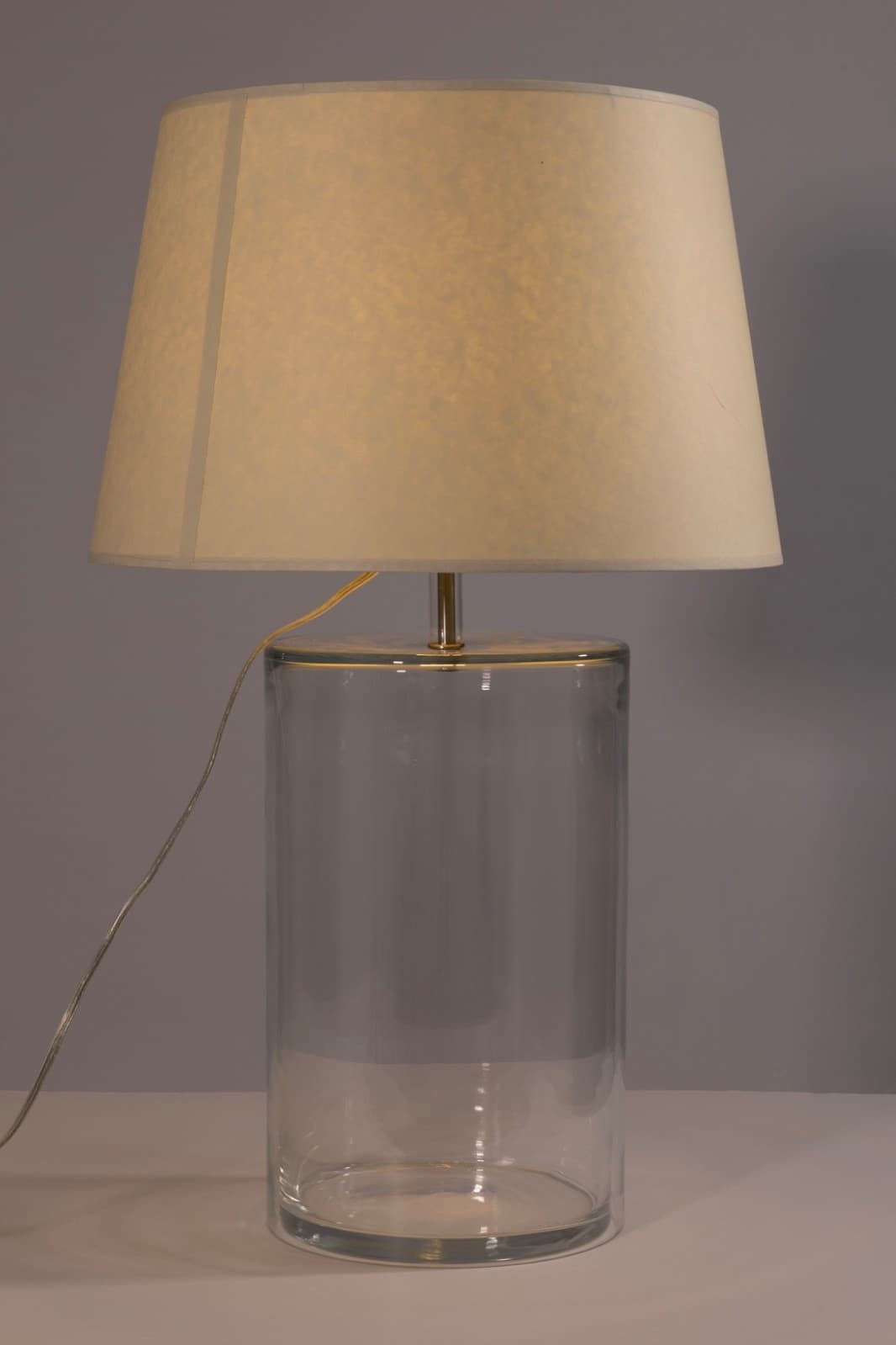 Large Clear Glass Two-Piece Modern Cylinder Table Lamp - Thumbnail 2