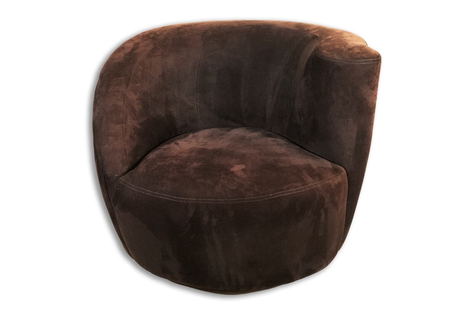 Dark brown Vladimir Kagan Modern Swivel Nautilus Lounge Chair With Ottoman - Thumbnail 3