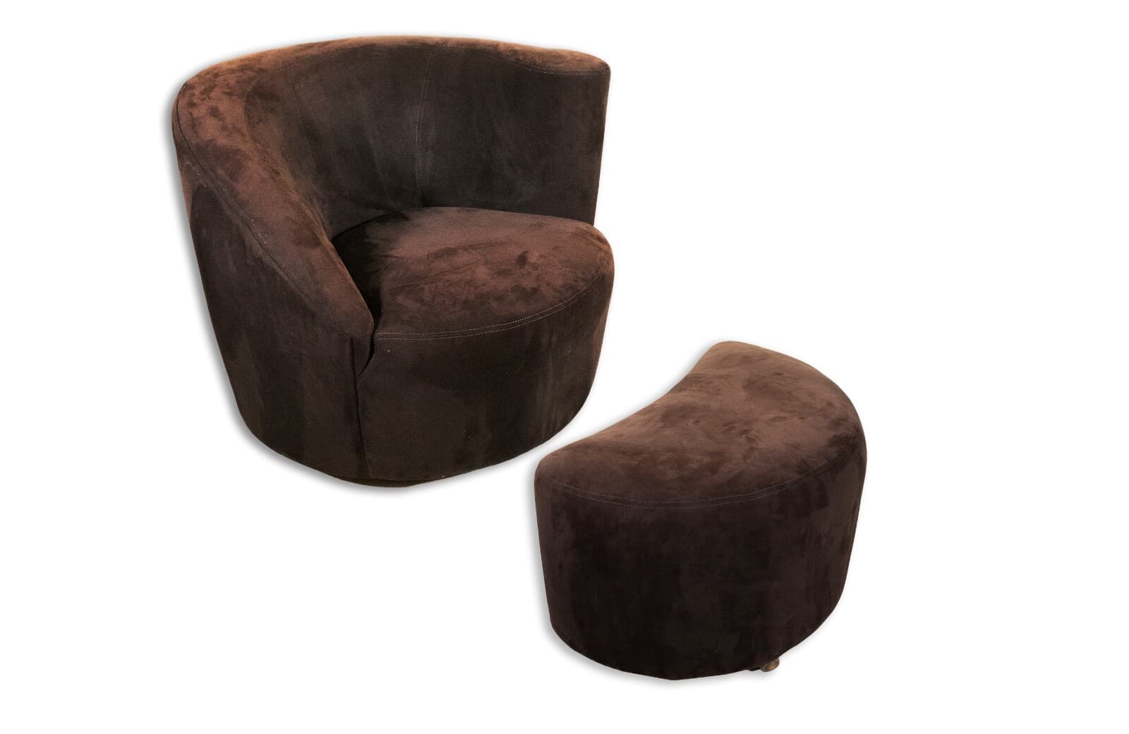 Dark brown Vladimir Kagan Modern Swivel Nautilus Lounge Chair With Ottoman